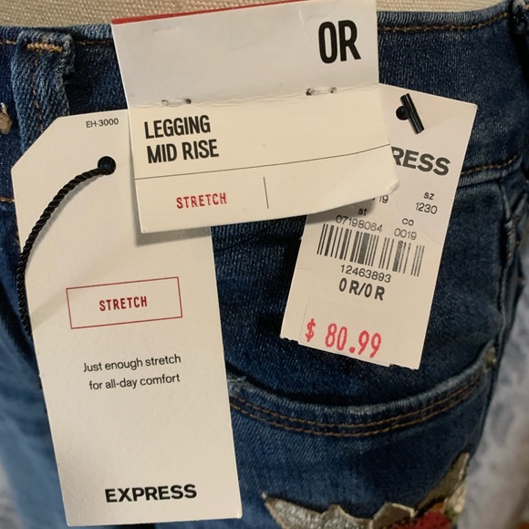Express Legging Mid Rise Flower Jean - Picture 4 of 5